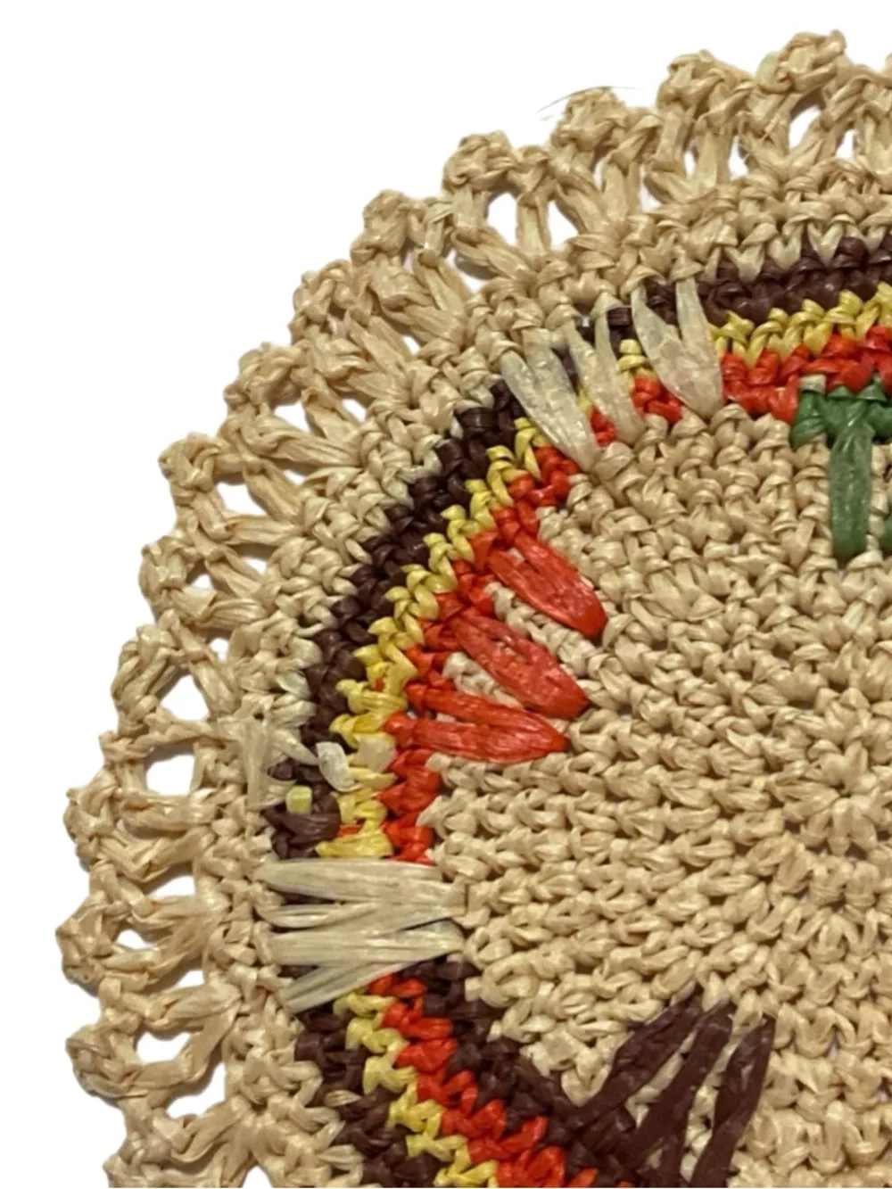 4 Crocheted Raffia Coasters